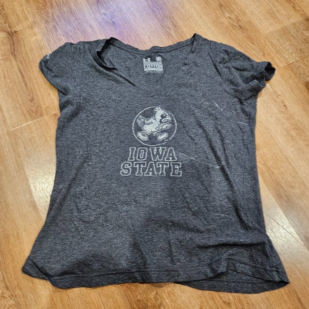 Under Armour Heather Gray ISU Metallic Logo Tee (M)